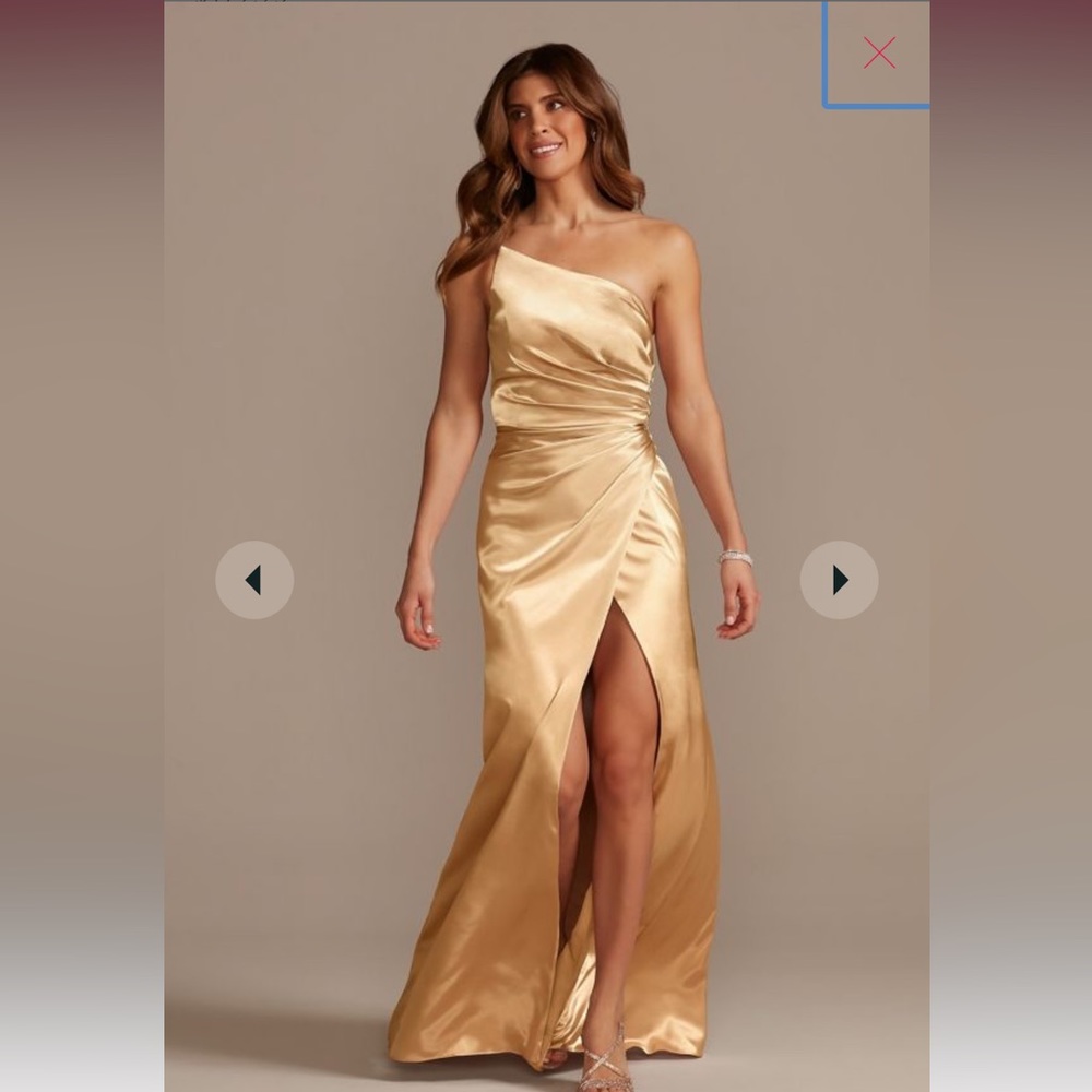 GALINA SIGNATURE
charmeuse draped one-shoulder bridesmaid dress - GOLDEN